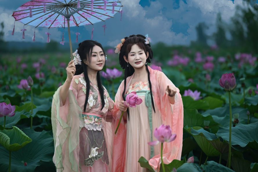 浮龙湖荷花盛开醉游人